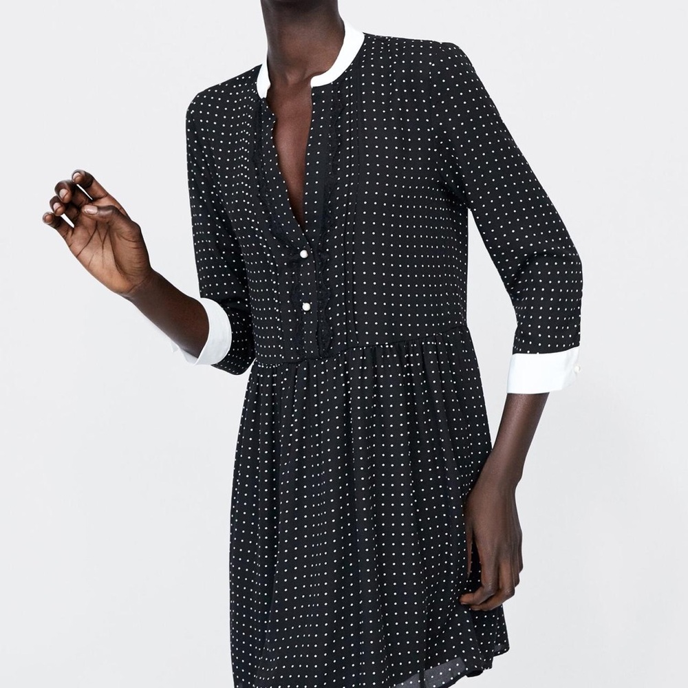 Zara Black and White Polka Dot Dress